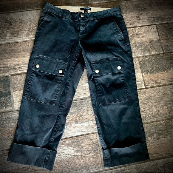 Banana Republic black cargo capris pants snap pockets 6 - Picture 1 of 6